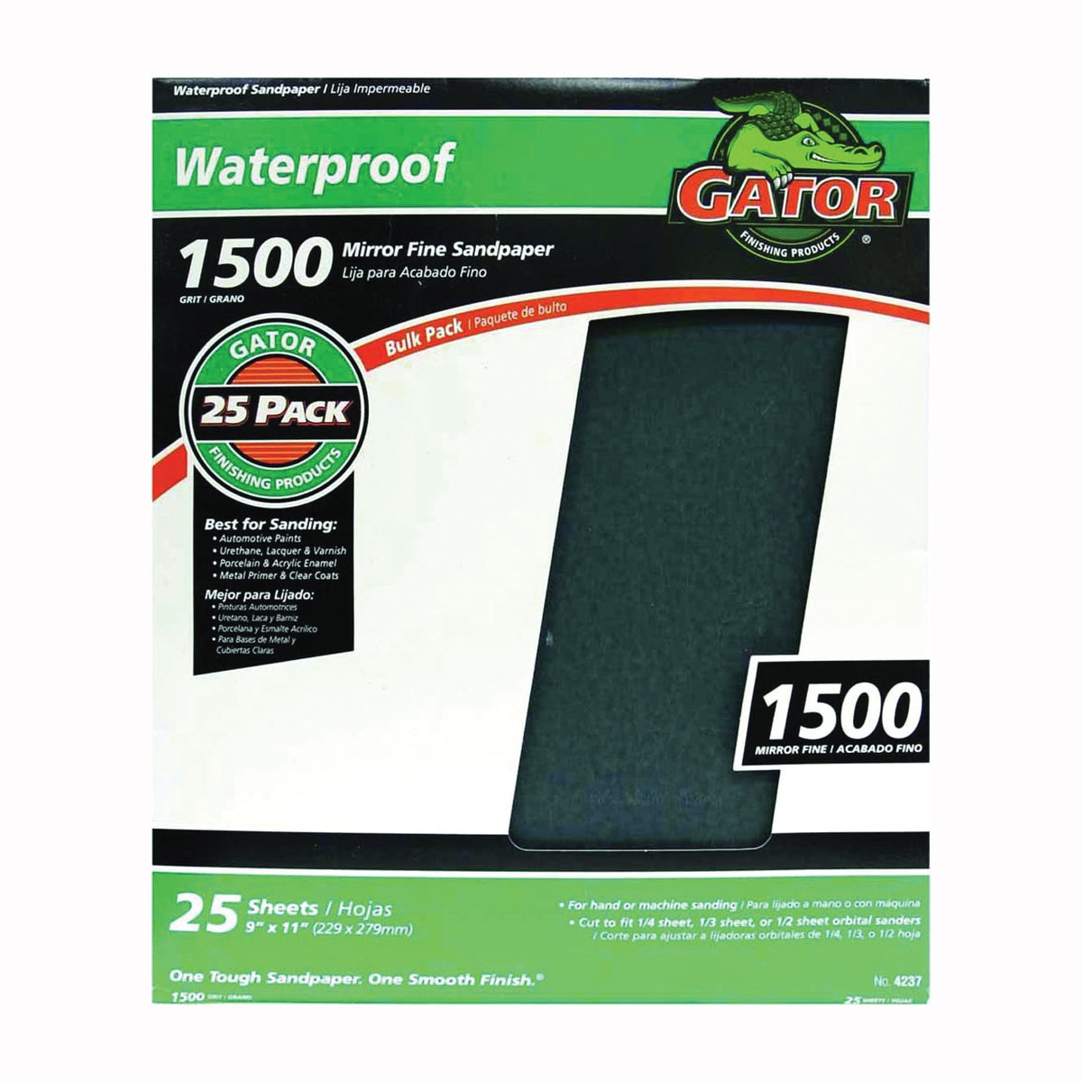 Gator 3287 Sanding Sheet, 11 in L, 9 in W, 1500 Grit, Silicone Carbide Abrasive