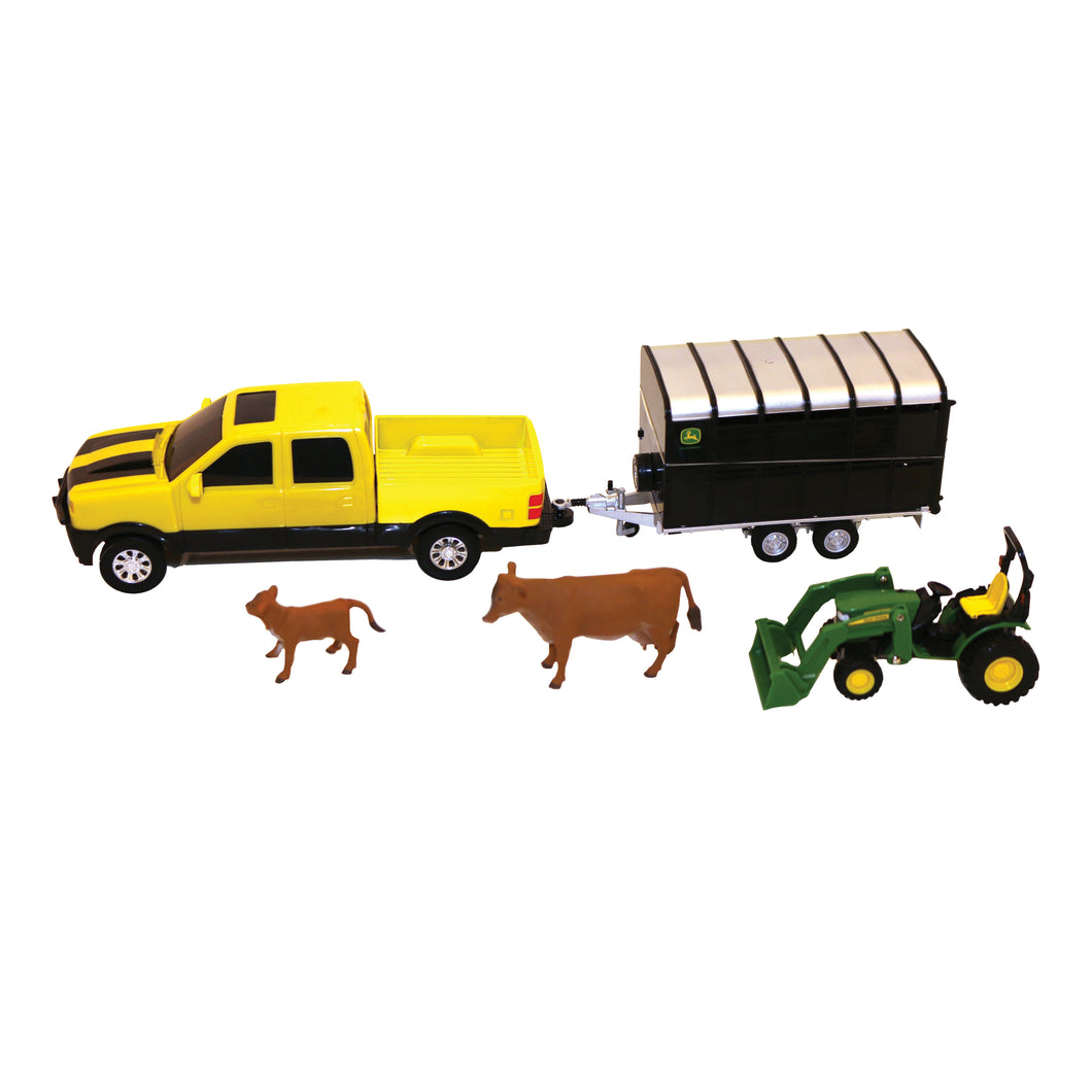 ERTL John Deere 37656A Pickup and Livestock Trailer Set, 3 years and Up