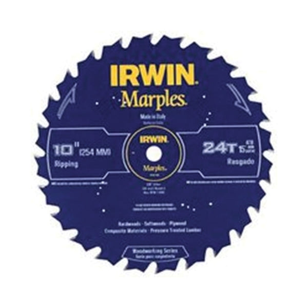 IRWIN 1807366 Circular Saw Blade, 10 in Dia, 5/8 in Arbor, 24-Teeth, Carbide Cutting Edge