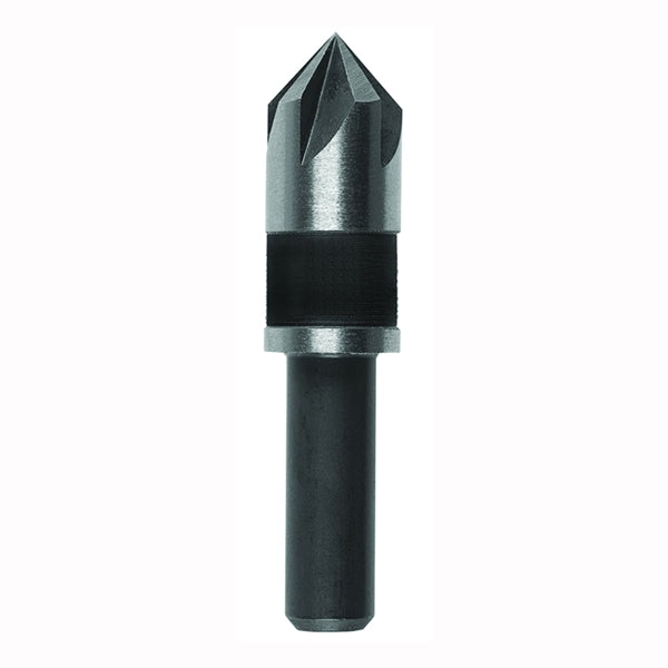 IRWIN 1877715 Drill Bit, 3/8 in Dia, 1-5/8 in OAL, Countersink, 5-Flute, 1/4 in Dia Shank, Round Shank