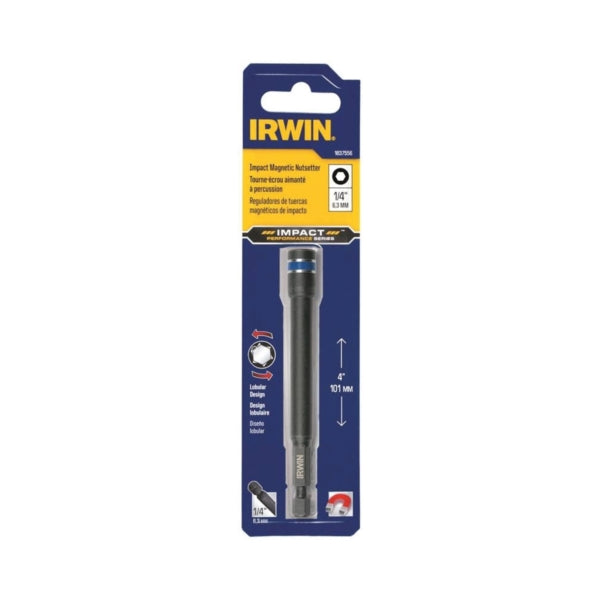 IRWIN 1837556 Nutsetter, 1/4 in Drive, Lobular Drive, 4 in L, 1/4 in L Shank, Hex Shank