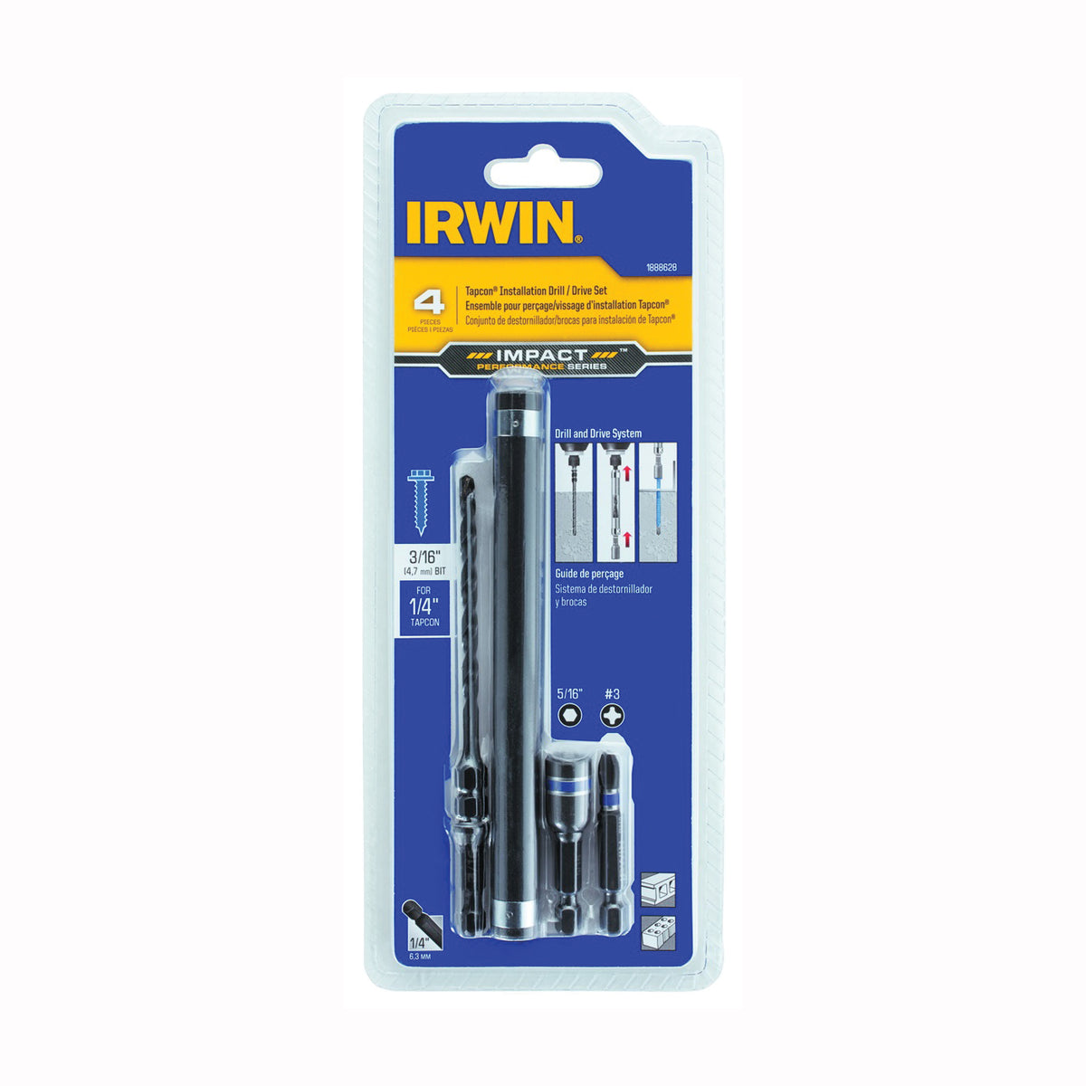 IRWIN 1888628 Drill/Drive Set, 4-Piece, Black Oxide