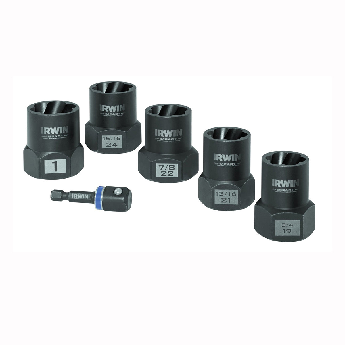 IRWIN Bolt-Grip 1859146 Lug Nut Set, 6-Piece, HCS, Specifications: Reverse Spiral Flute