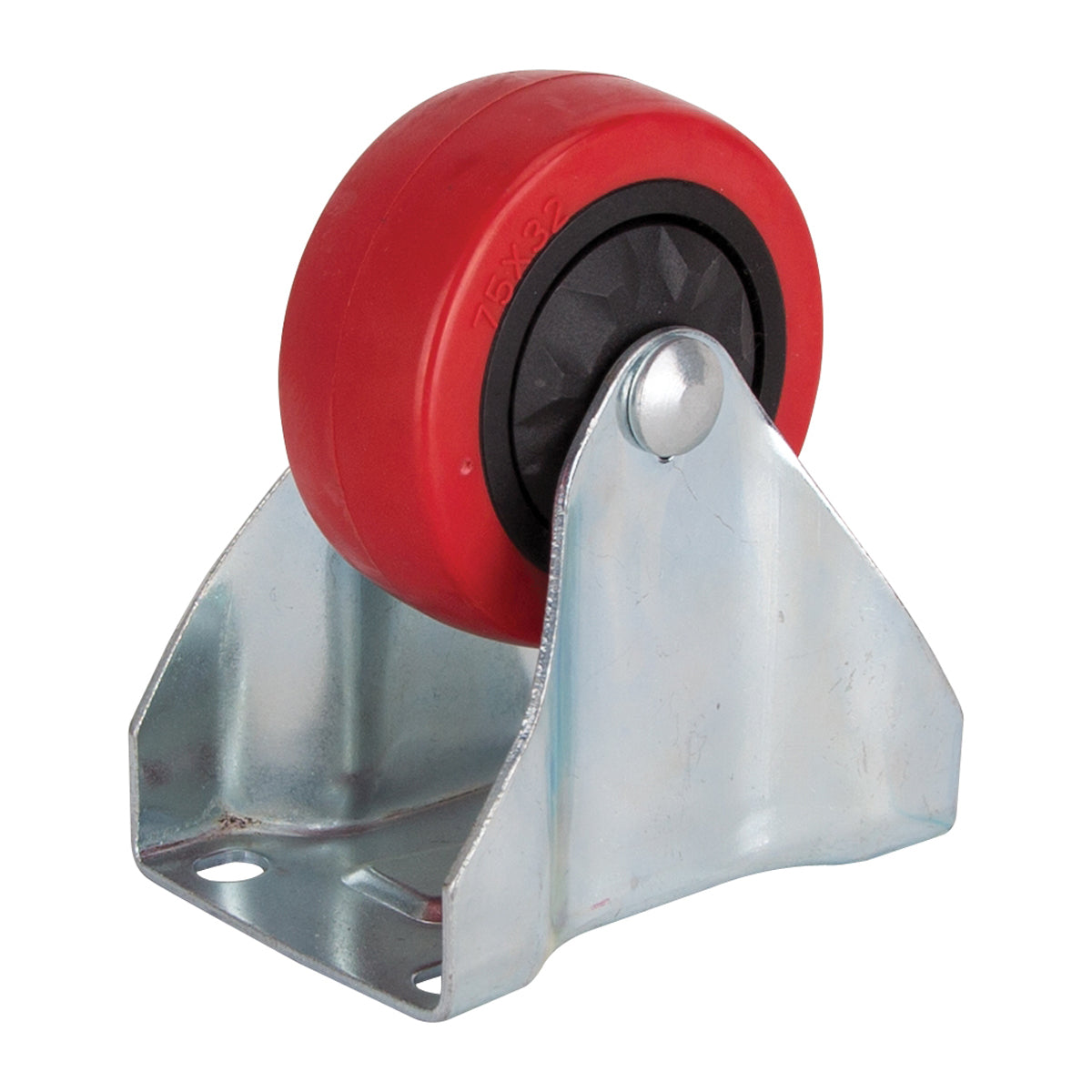 ProSource JC-380-G Rigid Caster, 3 in Dia Wheel, 30 mm W Wheel, PU Wheel, Red, 176 lb, Steel Housing Material