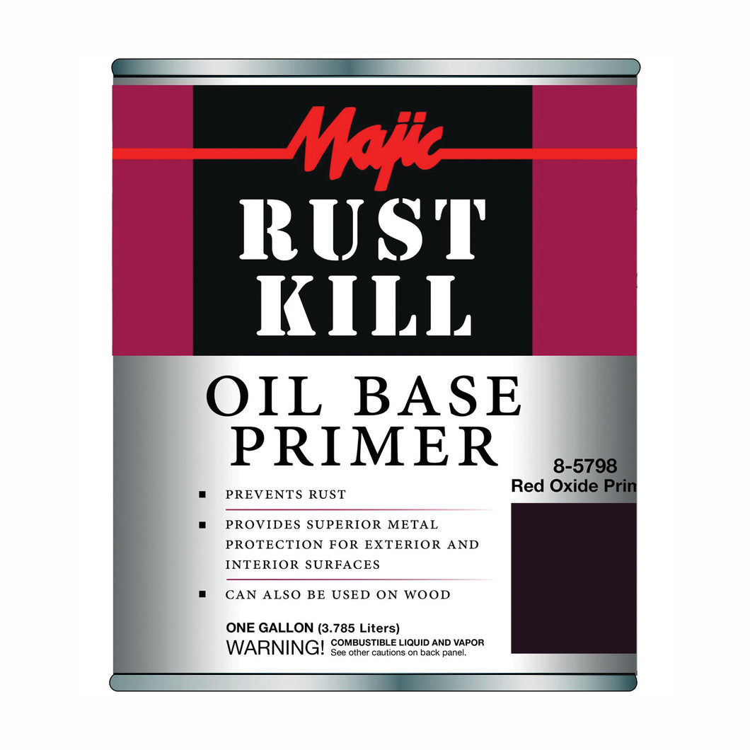 Majic Paints 8-5798-2 Rust-Preventative Primer, Matte, Red Oxide, 1 qt, Pail