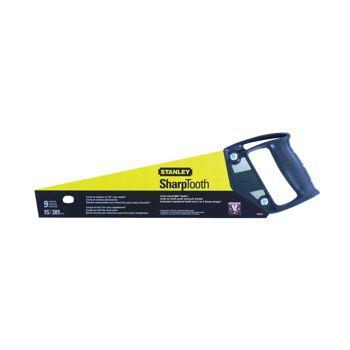 STANLEY 15-579 Handsaw, 15 in L Blade, 8 TPI, Comfort-Grip Handle, Plastic Handle