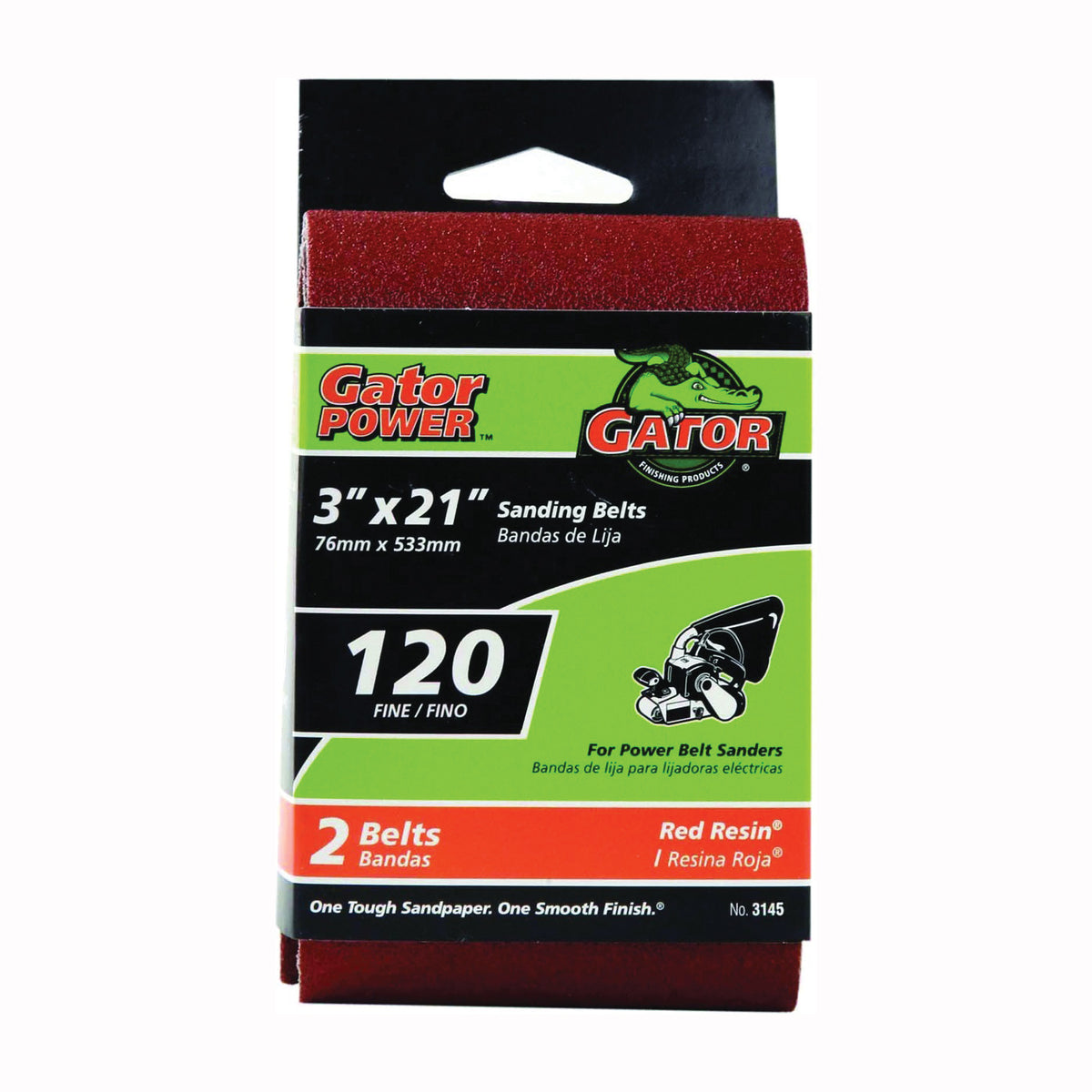 Gator 3145 Sanding Belt, 3 in W, 21 in L, 120 Grit, Fine, Aluminum Oxide Abrasive