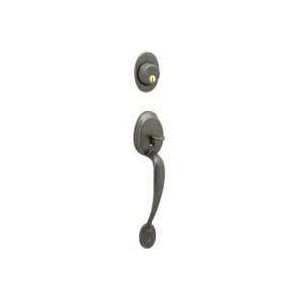 Schlage Plymouth Series F58PLY716 Handleset, Keyed Different Key, Solid Brass, Aged Bronze, 2-3/8 x 2-3/4 in Backset