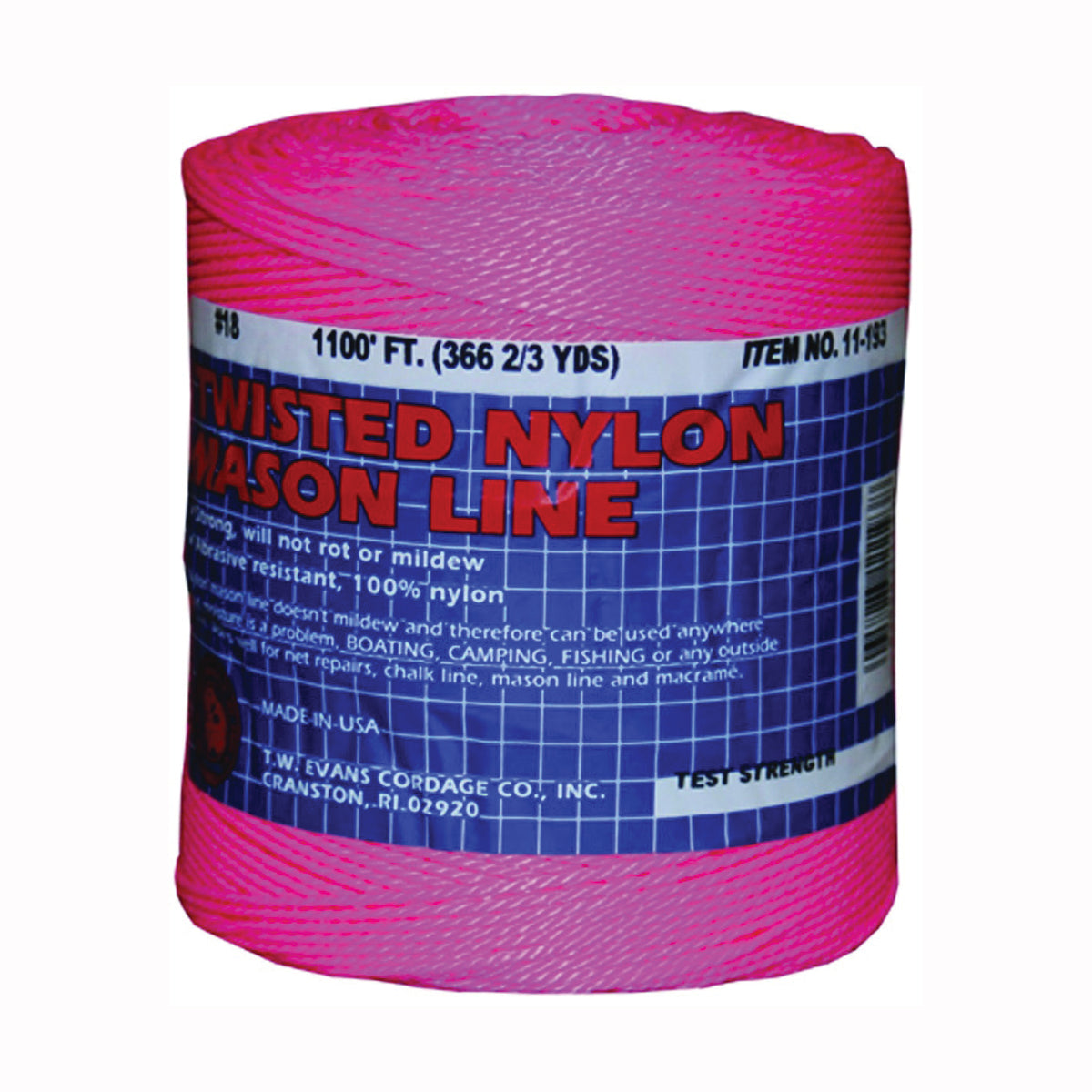 T.W. Evans Cordage 11-193 Mason Line, 1088 ft L Line, Pink Line