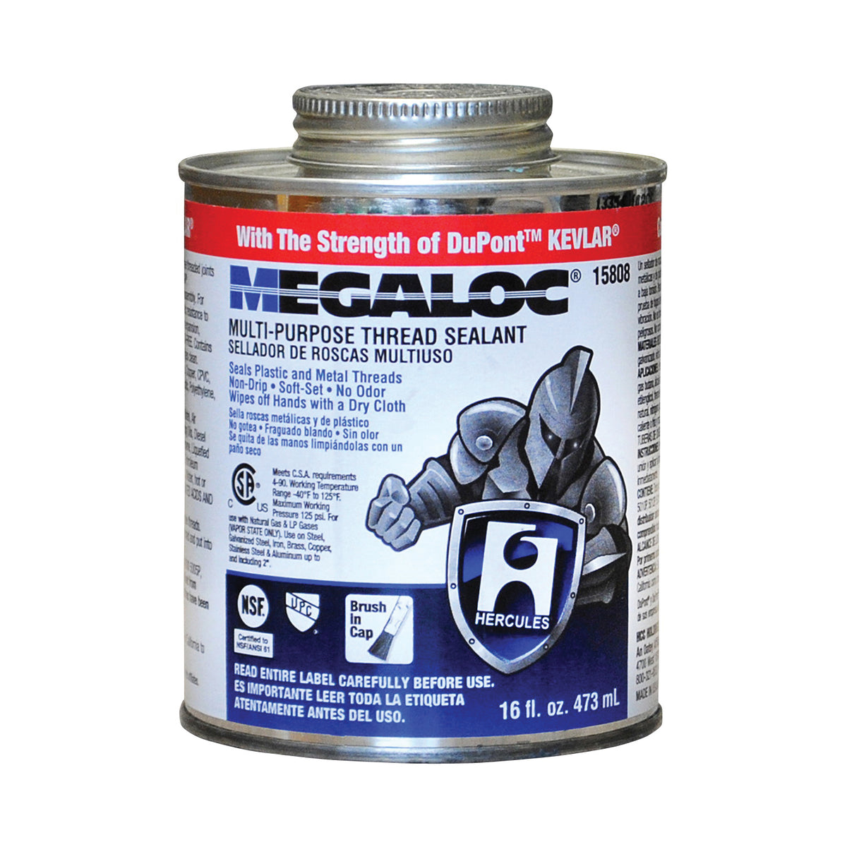 Oatey Megaloc 15808 Thread Sealant, 16 oz Can, Liquid, Paste, Blue
