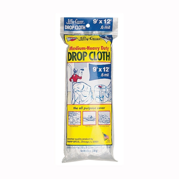 Warp&#39;s U-912-48 Drop Cloth, 12 ft L, 9 ft W, Plastic, Clear