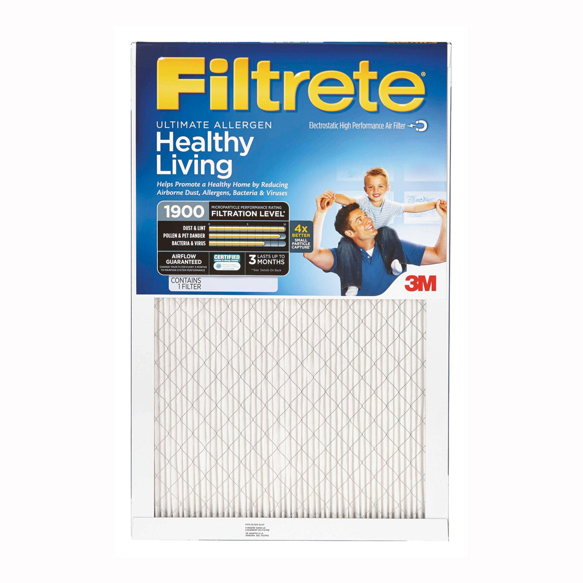Filtrete UA00DC-6 Air Filter, 20 in L, 16 in W, 12 MERV, Microfiber Filter Media, Cardboard Frame