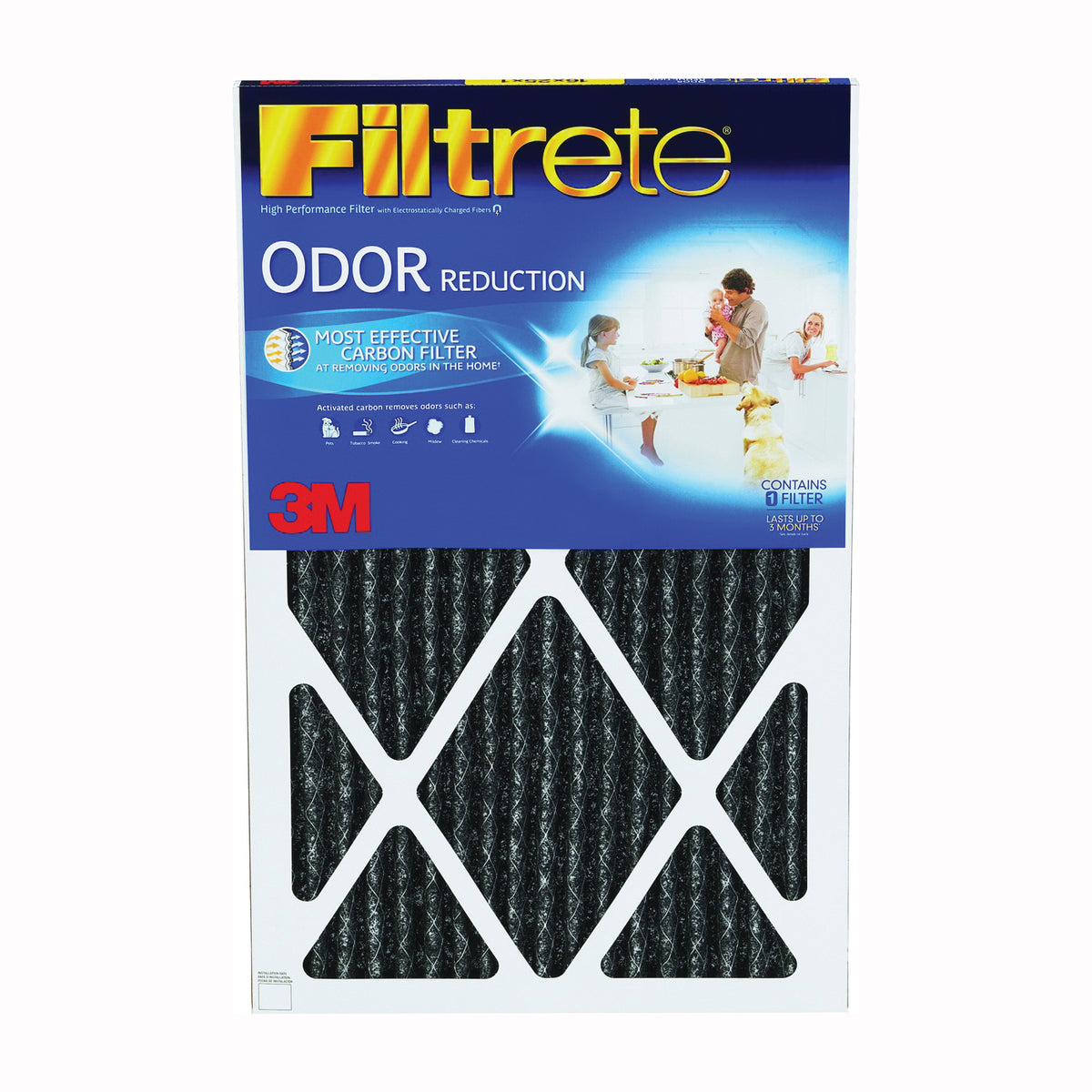 Filtrete HOME22-4 Air Filter, 30 in L, 20 in W, 11 MERV, 85 % Filter Efficiency, Carbon Filter Media