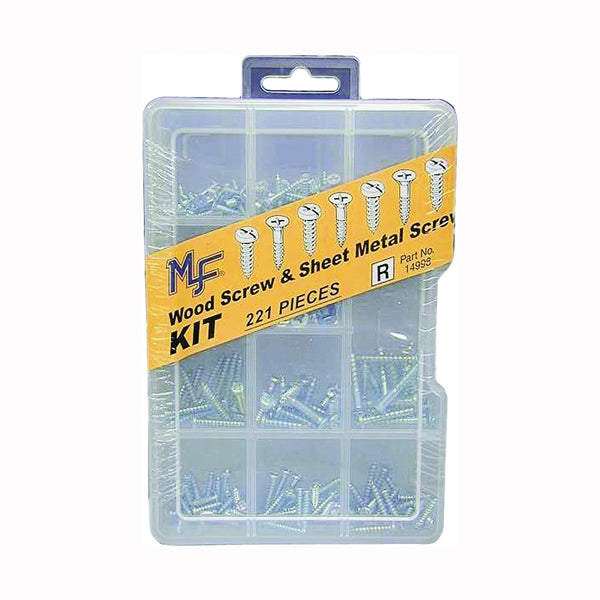 MIDWEST FASTENER 14998 Screw Kit, Sheet Metal/Wood, 221-Piece