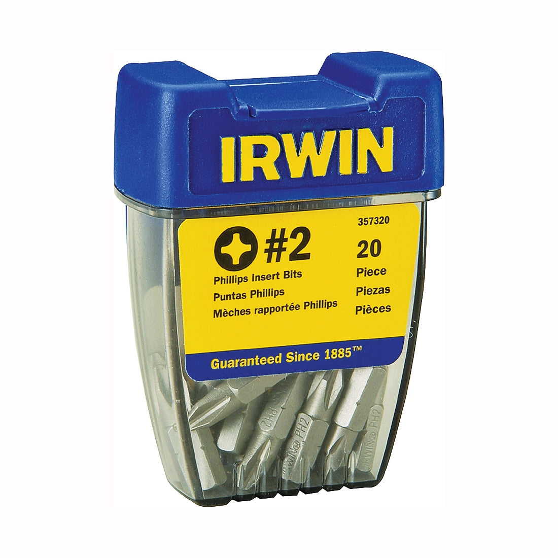 IRWIN Pro-Pak 357320 Insert Bit, #2 Drive, Phillips Drive, 1/4 in Shank, Hex Shank, 1 in L
