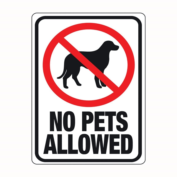 HY-KO 20616 Identification Sign, Rectangular, NO PETS ALLOWED, Black/Red Legend, White Background, Plastic