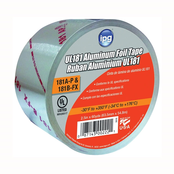 IPG 5010-B Foil Tape with Liner, 60 yd L, 2-1/2 in W, Aluminum Backing