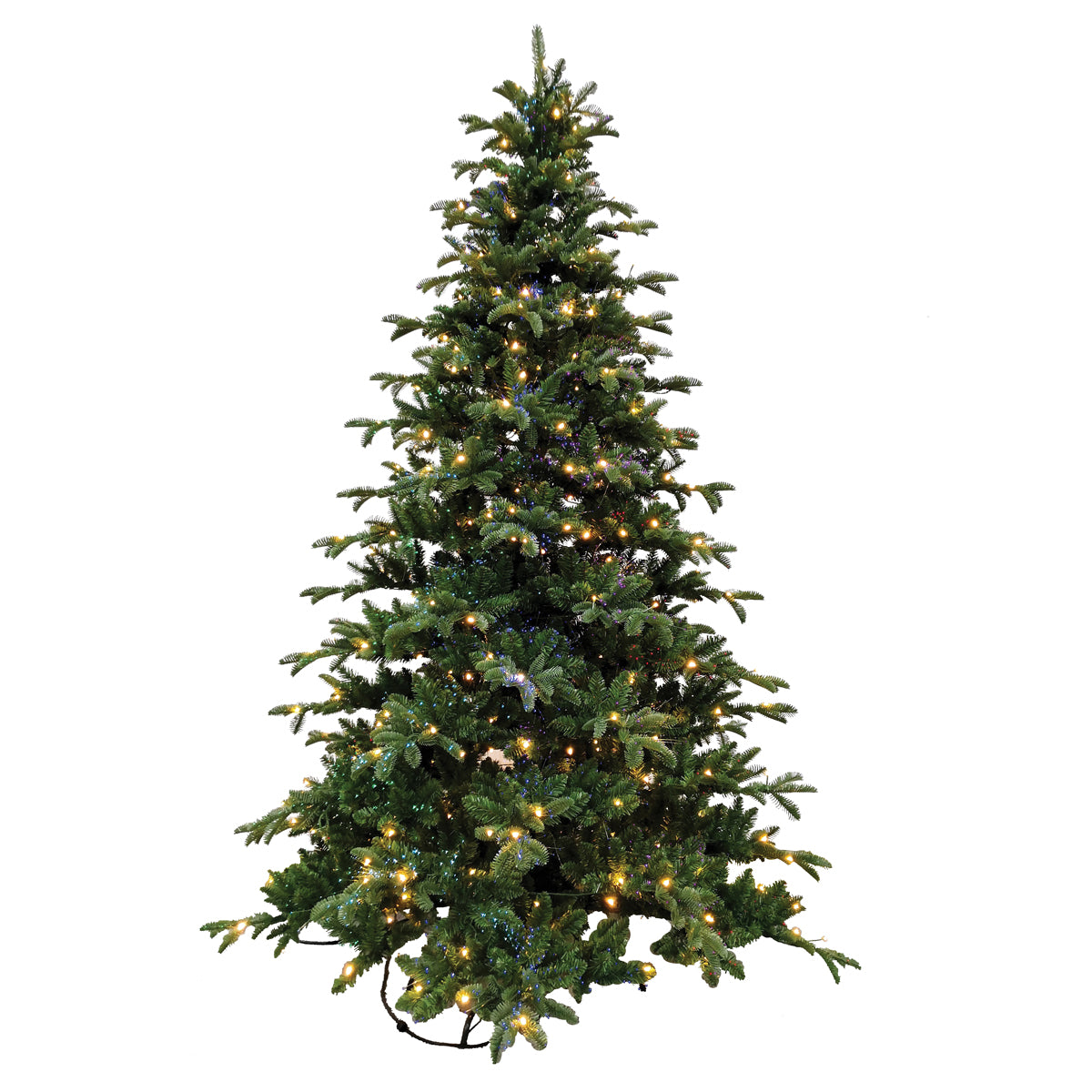 Santas Forest 62776 Christmas Tree, 7-1/2 ft H, Noble Fir Family, 110 V, LED Bulb, Multi/Clear Light