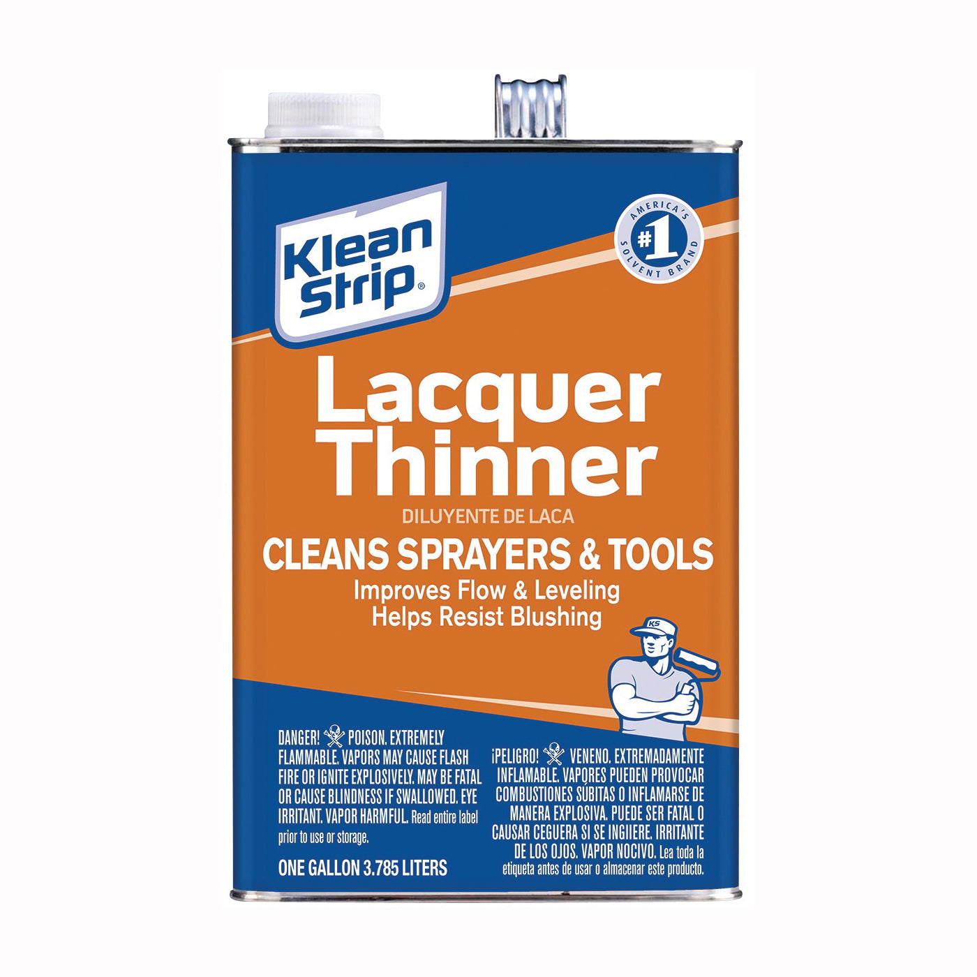 Klean Strip GML170 Lacquer Thinner, Liquid, Free, Clear, Water White, 1 gal, Can