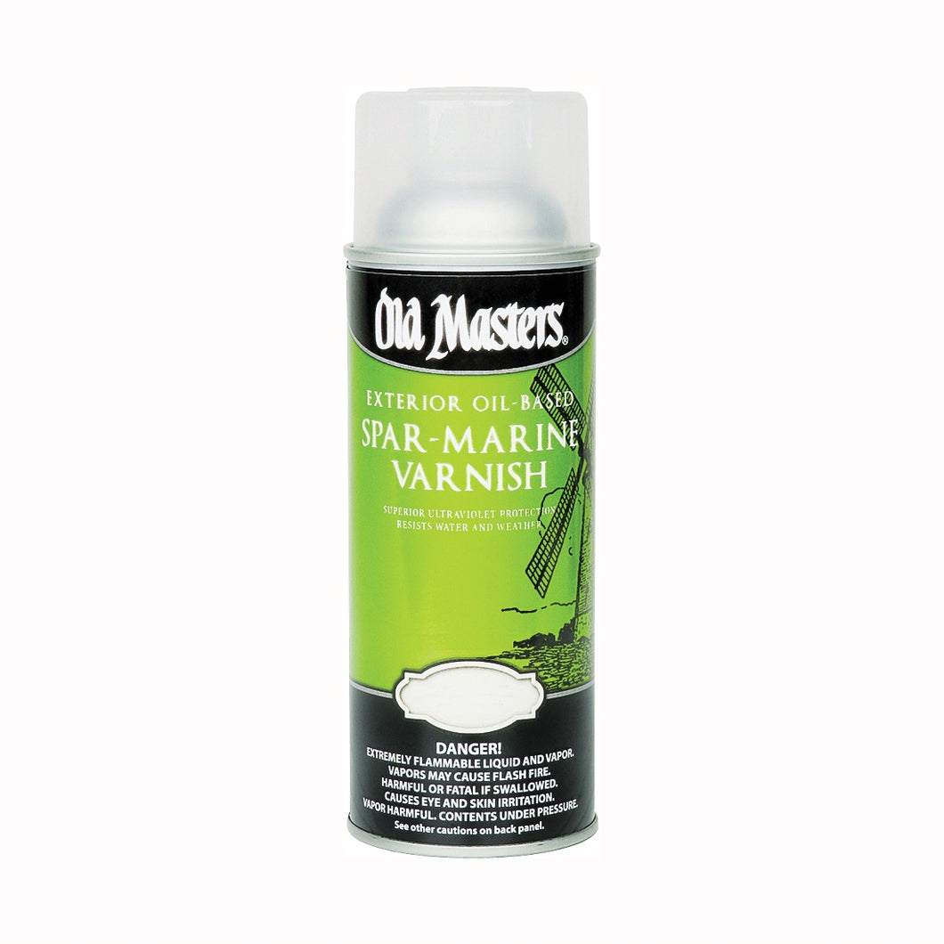 Old Masters 92510 Spar Marine Varnish, Semi-Gloss, Liquid, 13 oz, Aerosol Can