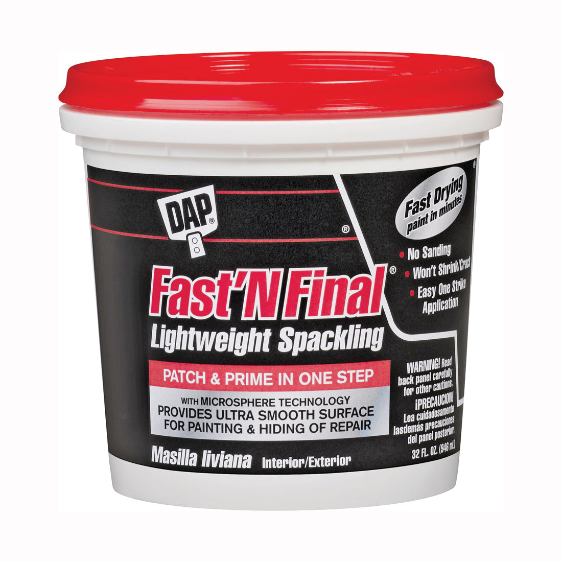 DAP 12142 Spackling Paste White, White, 1 qt Tub