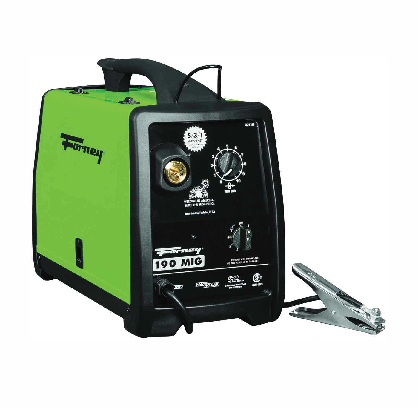 Forney 318 MIG Welder, 230 V Input, 35 to 190 A Input, 120 A, 1-Phase, 25 % Duty Cycle