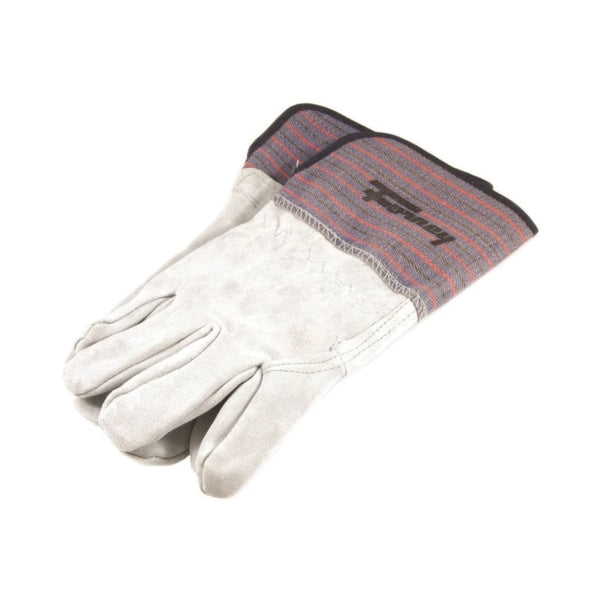 ForneyHide 55199 Welding Gloves, Men&#39;s, L, 12-1/4 in L, Gauntlet Cuff, Leather Palm, Blue/Gray, Wing Thumb, Leather Back
