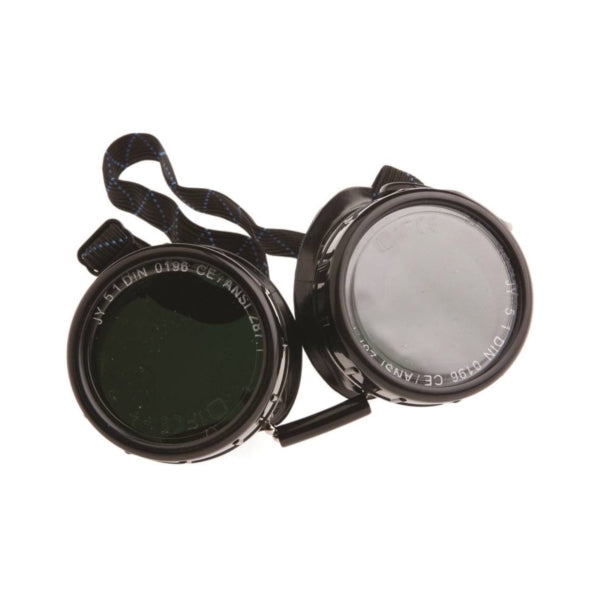 Forney 55311 Brazing Goggles, 1.97 in Lens, Clear Lens, #5 Lens, Plastic Frame, Black/Green Frame