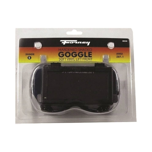 Forney 55320 Welding Goggles, 4-1/4 in L x 2 in W Lens, Glass Lens, Clear Lens, #5 Lens, Plastic Frame