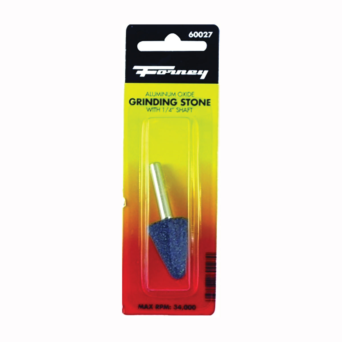 Forney 60027 Grinding Point, 3/4 x 1-1/8 in Dia, 1/4 in Arbor/Shank, 60 Grit, Coarse, Aluminum Oxide Abrasive