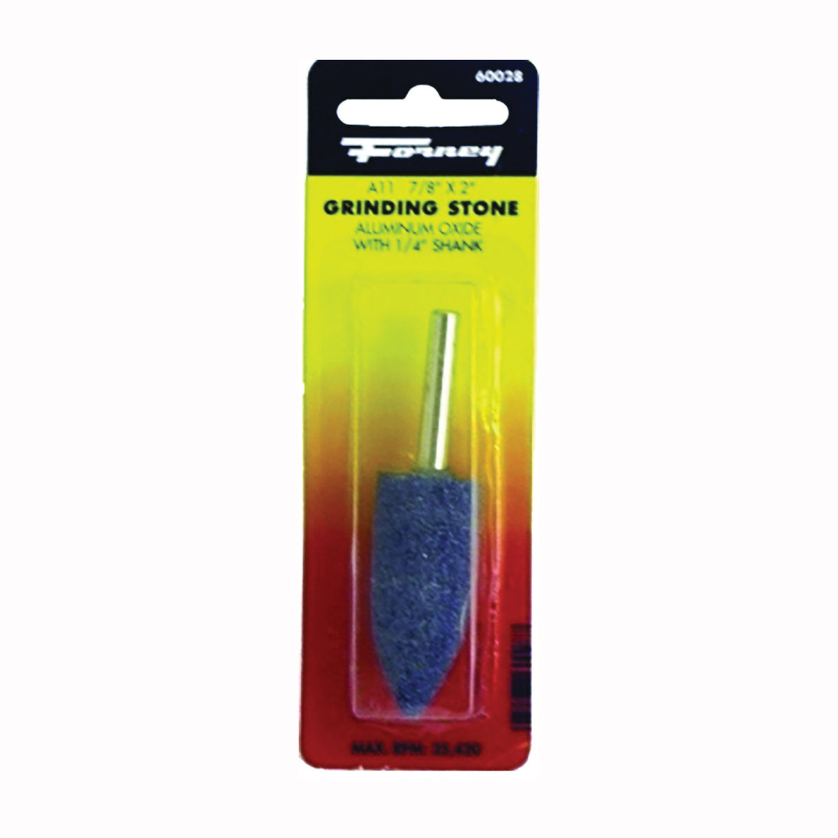 Forney 60028 Grinding Point, 7/8 x 2 in Dia, 1/4 in Arbor/Shank, 60 Grit, Coarse, Aluminum Oxide Abrasive