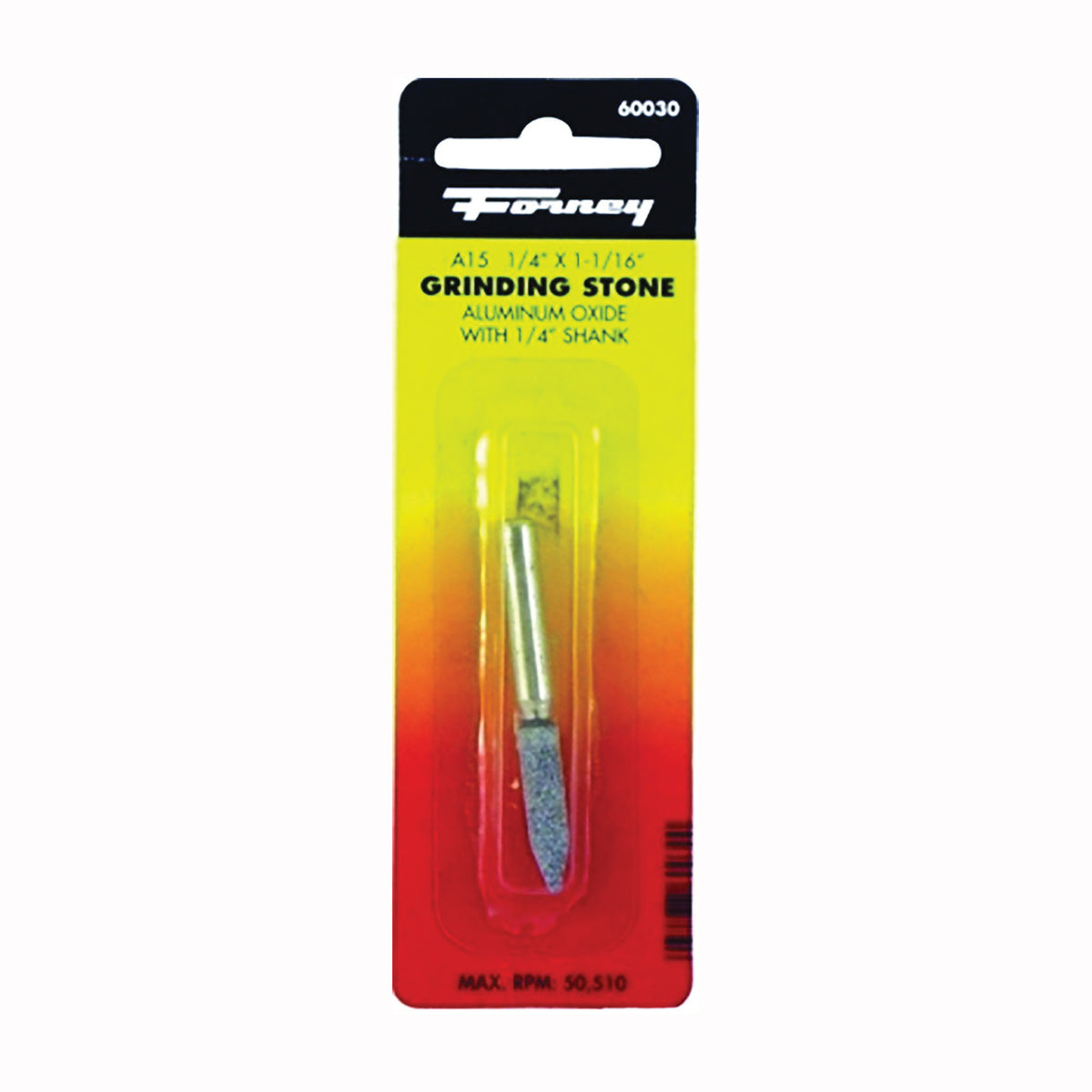 Forney 60030 Grinding Point, 1/4 x 1-1/16 in Dia, 1/4 in Arbor/Shank, 60 Grit, Coarse, Aluminum Oxide Abrasive