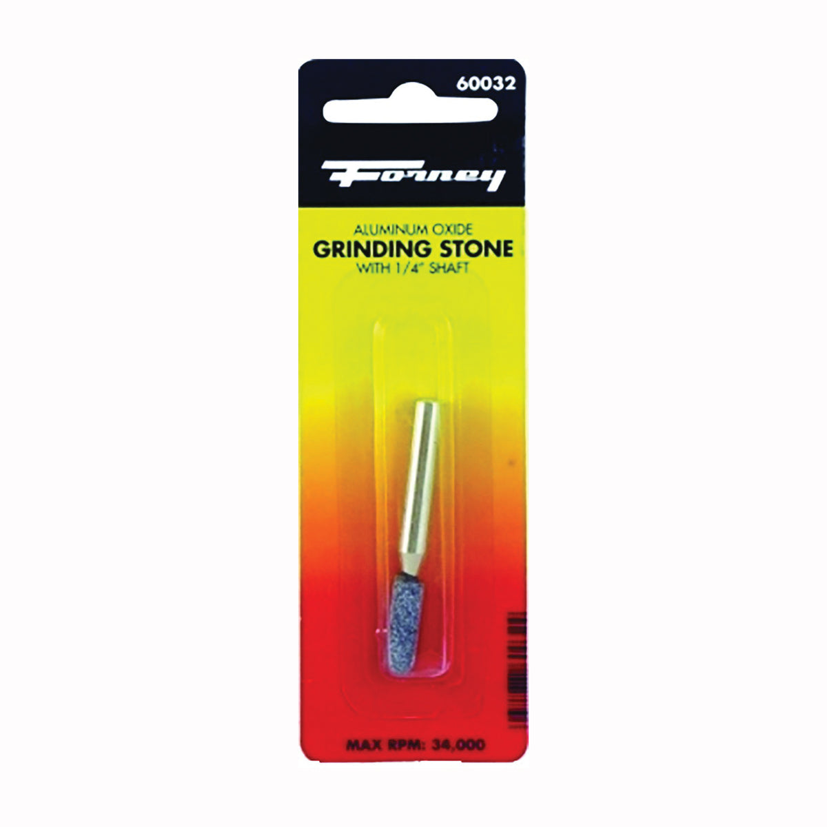 Forney 60032 Grinding Point, 1/4 x 3/4 in Dia, 1/4 in Arbor/Shank, 60 Grit, Coarse, Aluminum Oxide Abrasive