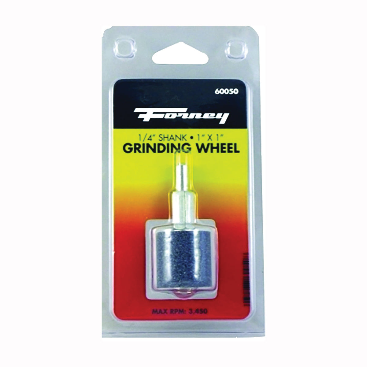 Forney 60050 Grinding Wheel, 1 x 1 in Dia, 1/4 in Arbor/Shank, 60 Grit, Coarse, Aluminum Oxide Abrasive