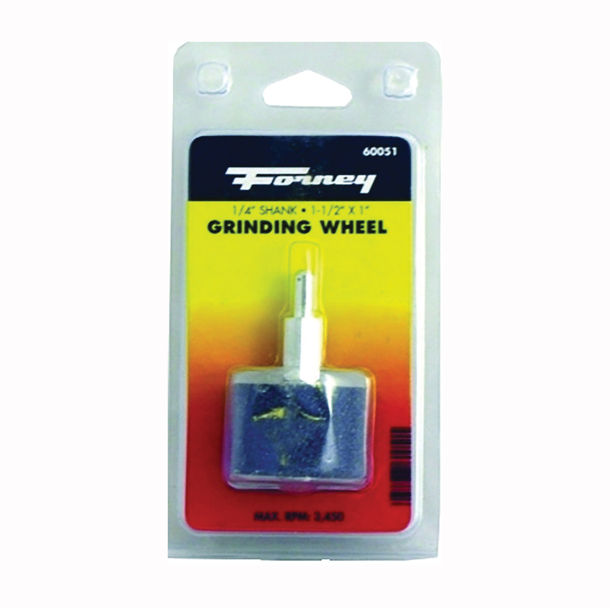 Forney 60051 Grinding Wheel, 1 x 1-1/2 in Dia, 1/4 in Arbor/Shank, 60 Grit, Coarse, Aluminum Oxide Abrasive