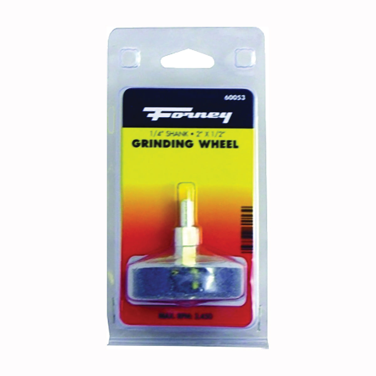 Forney 60053 Grinding Wheel, 1/2 x 2 in Dia, 1/4 in Arbor/Shank, 60 Grit, Aluminum Oxide Abrasive