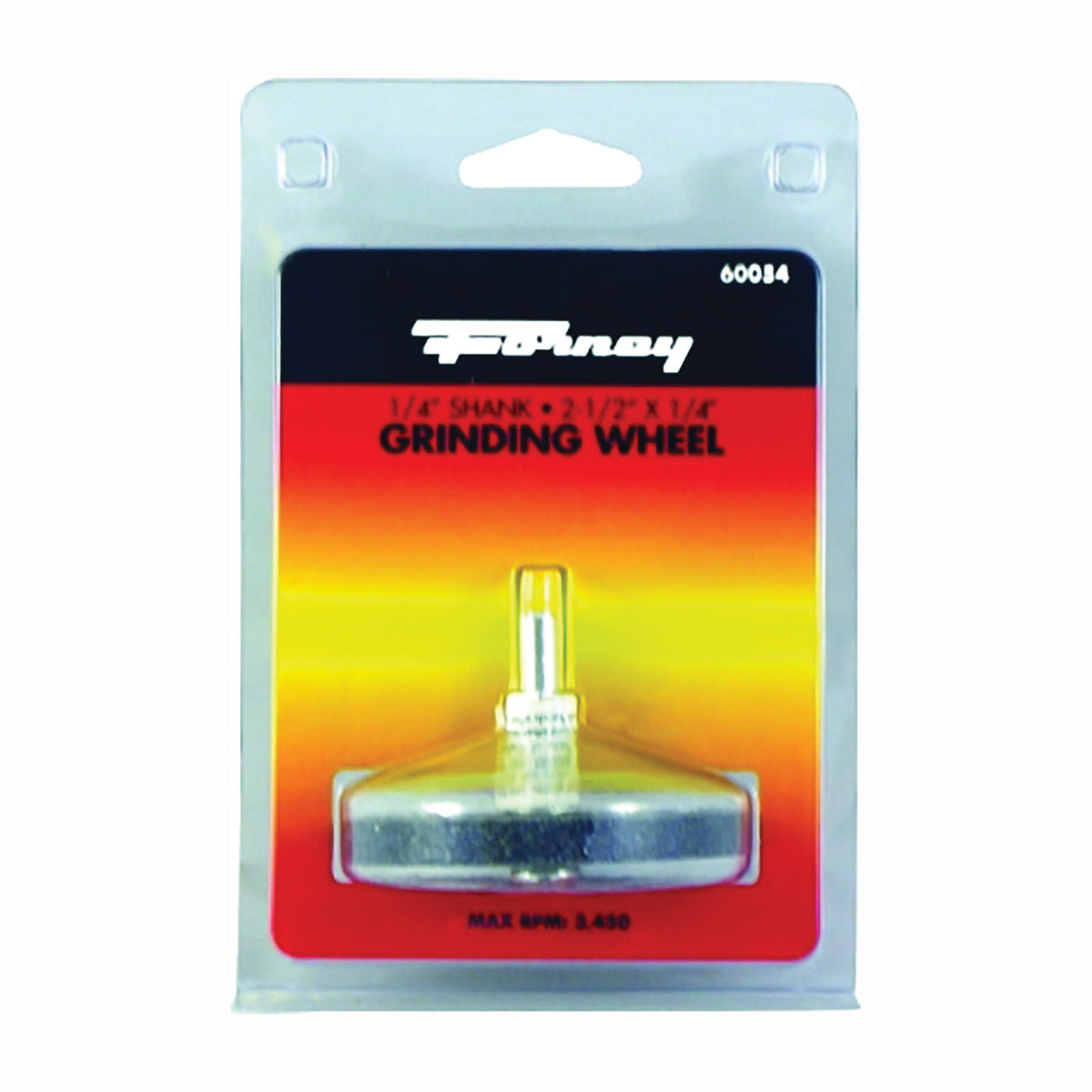 Forney 60054 Grinding Wheel, 1/4 x 2-1/2 in Dia, 1/4 in Arbor/Shank, 60 Grit, Aluminum Oxide Abrasive