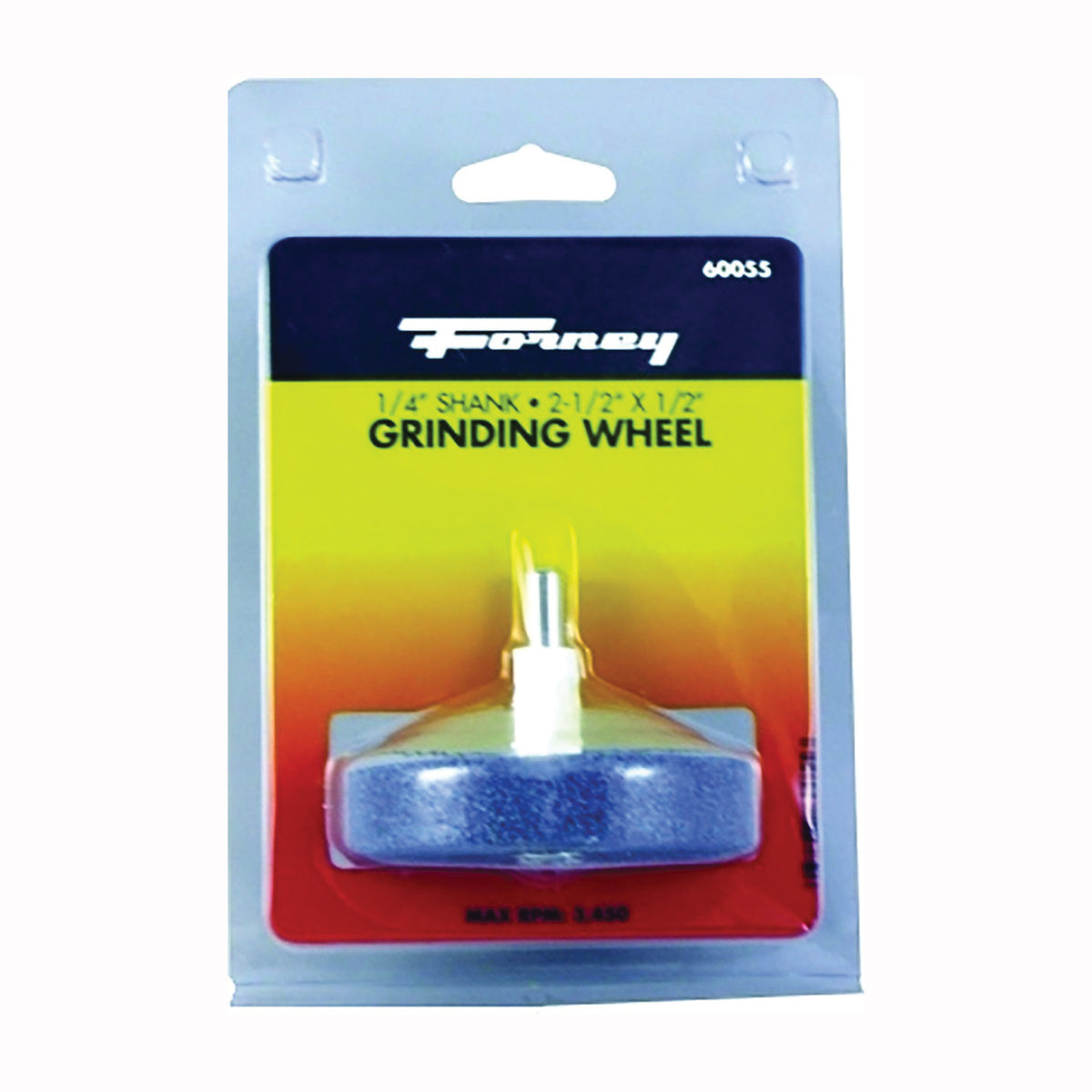 Forney 60055 Grinding Wheel, 1/2 x 2-1/2 in Dia, 1/4 in Arbor/Shank, 60 Grit, Coarse, Aluminum Oxide Abrasive