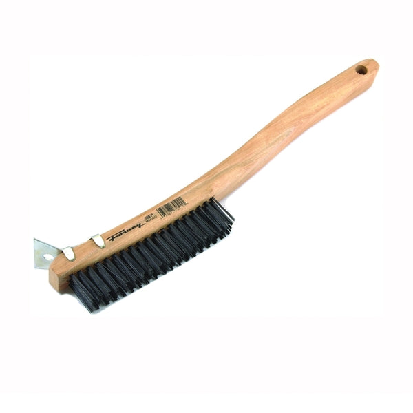 Forney 70511 Scratch Brush with Scraper, 0.014 in L Trim, Carbon Steel Bristle