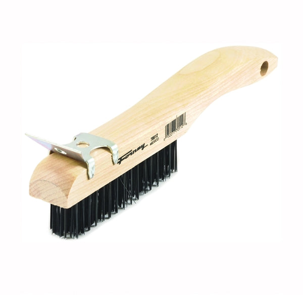 Forney 70512 Scratch Brush with Scraper, 0.014 in L Trim, Carbon Steel Bristle