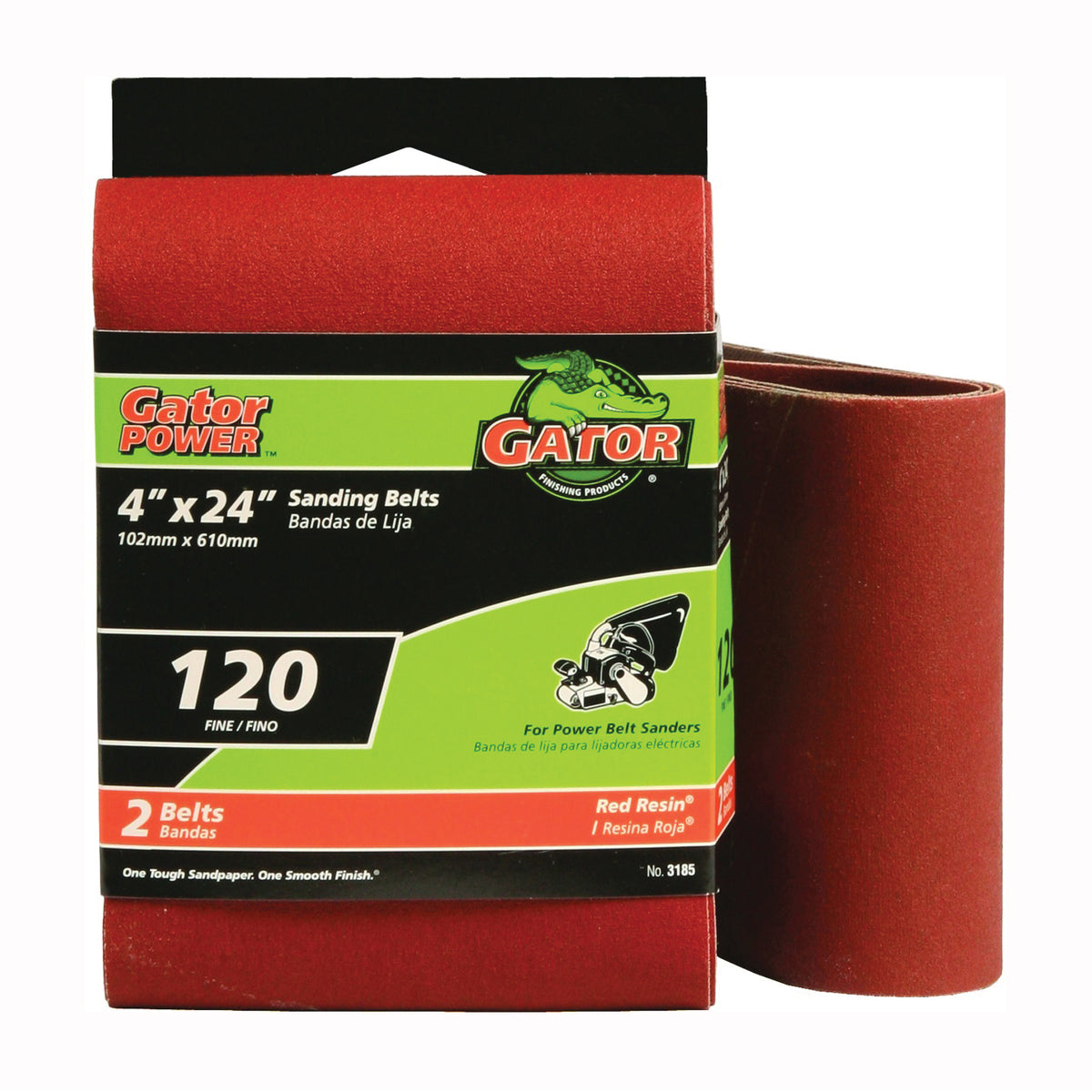 Gator 3185 Sanding Belt, 4 in W, 24 in L, 120 Grit, Fine, Aluminum Oxide Abrasive