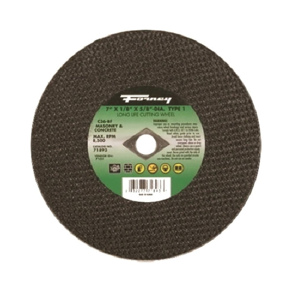 Forney 71893 Cut-Off Wheel, 7 in Dia, 1/8 in Thick, 5/8 in Arbor, 24 Grit, Coarse, Silicone Carbide Abrasive