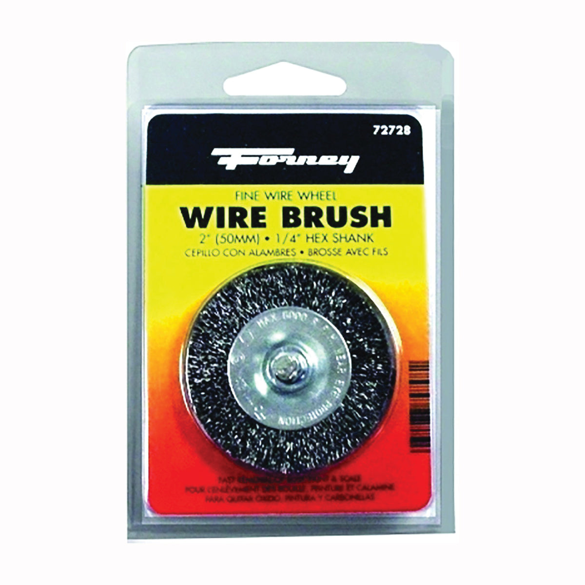 Forney 72728 Wire Wheel Brush, 2 in Dia, 0.008 in Dia Bristle