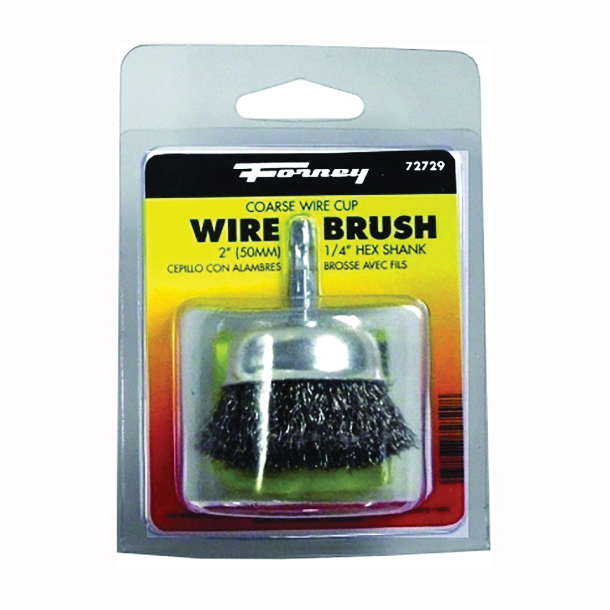 Forney 72729 Wire Cup Brush, 2 in Dia, 0.012 in Dia Bristle, Steel Bristle