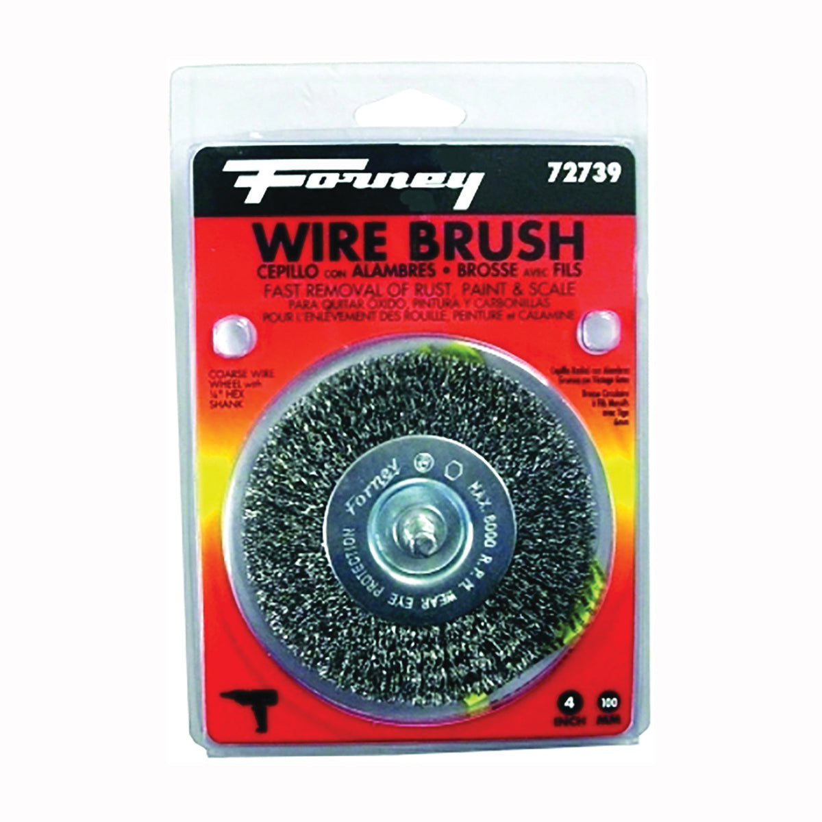 Forney 72739 Wire Wheel Brush, 4 in Dia, 0.012 in Dia Bristle