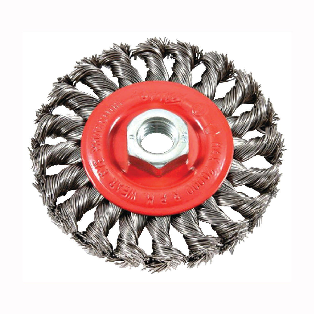 Forney 72759 Wire Wheel Brush, 4 in Dia, 5/8-11 Arbor/Shank, 0.02 in Dia Bristle, Carbon Steel Bristle