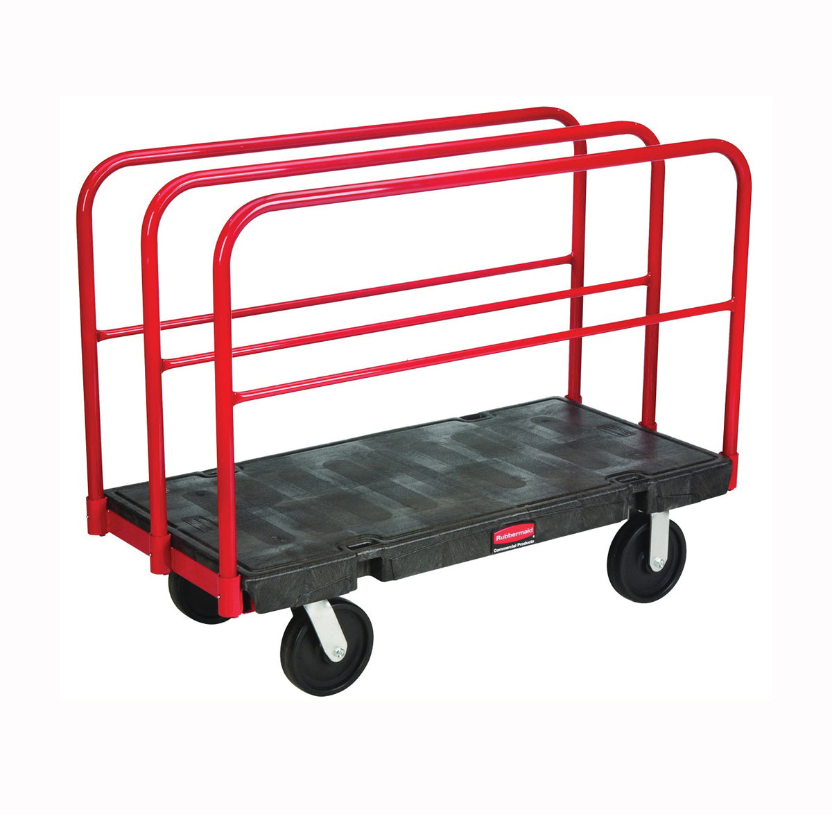 Rubbermaid FG 4468-00BLA Sheet and Panel Truck, 2000 lb, 48 in L Platform, 24 in W Platform, 4-Wheel, Swivel Wheel