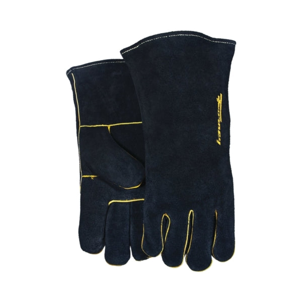 ForneyHide 53425 Welding Gloves, Men&#39;s, L, Gauntlet Cuff, Leather Palm, Black, Wing Thumb, Leather Back