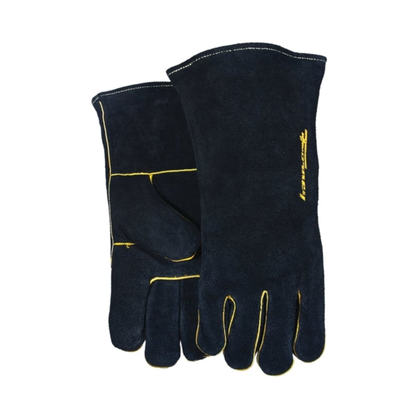 ForneyHide 53425 Welding Gloves, Men's, L, Gauntlet Cuff, Leather Palm, Black, Wing Thumb, Leather Back