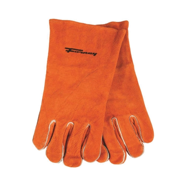 ForneyHide 53432 Welding Gloves, Men's, XL, Gauntlet Cuff, Leather Palm, Brown, Wing Thumb, Leather Back